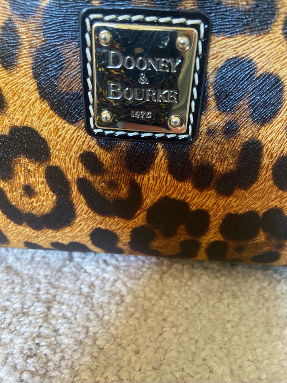 Dooney & Bourke Leopard Print Shoulder Bag in Brown and Black - Picture 3 of 10
